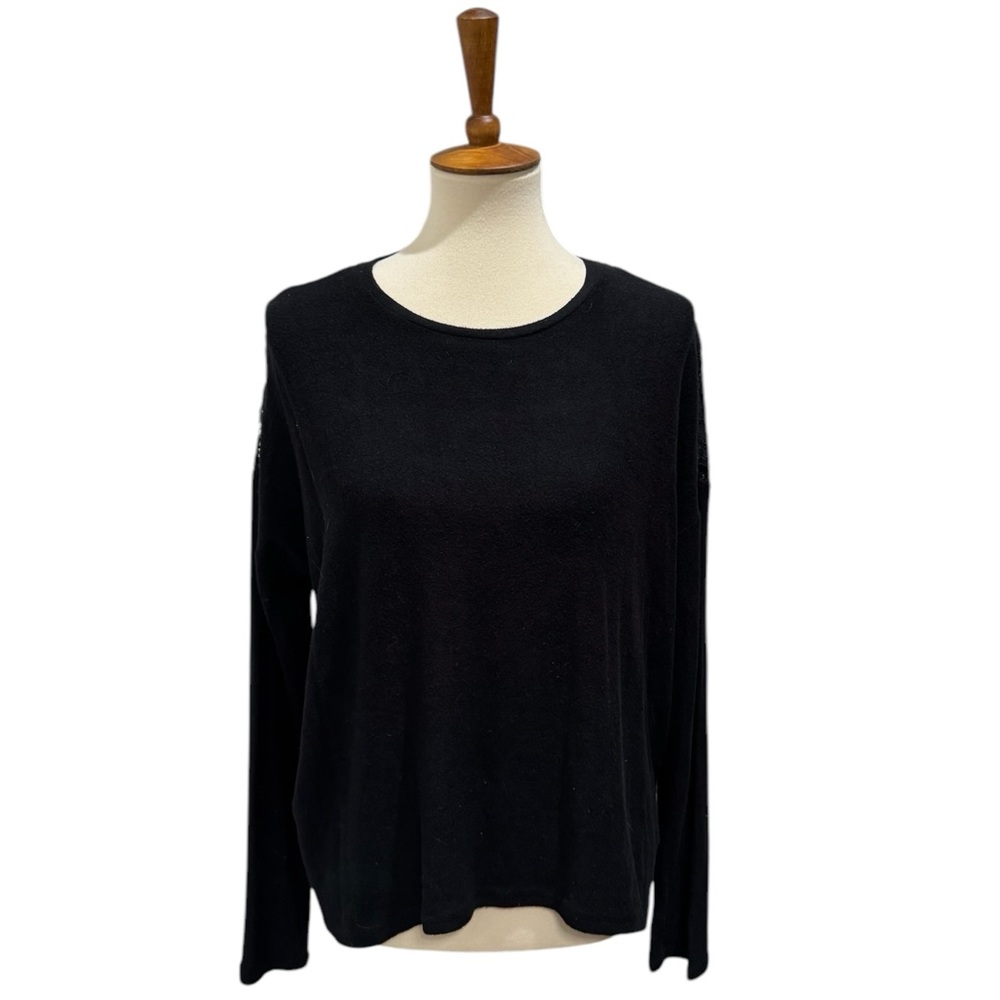 Women's Black Long Sleeve Top with Lace Back #91